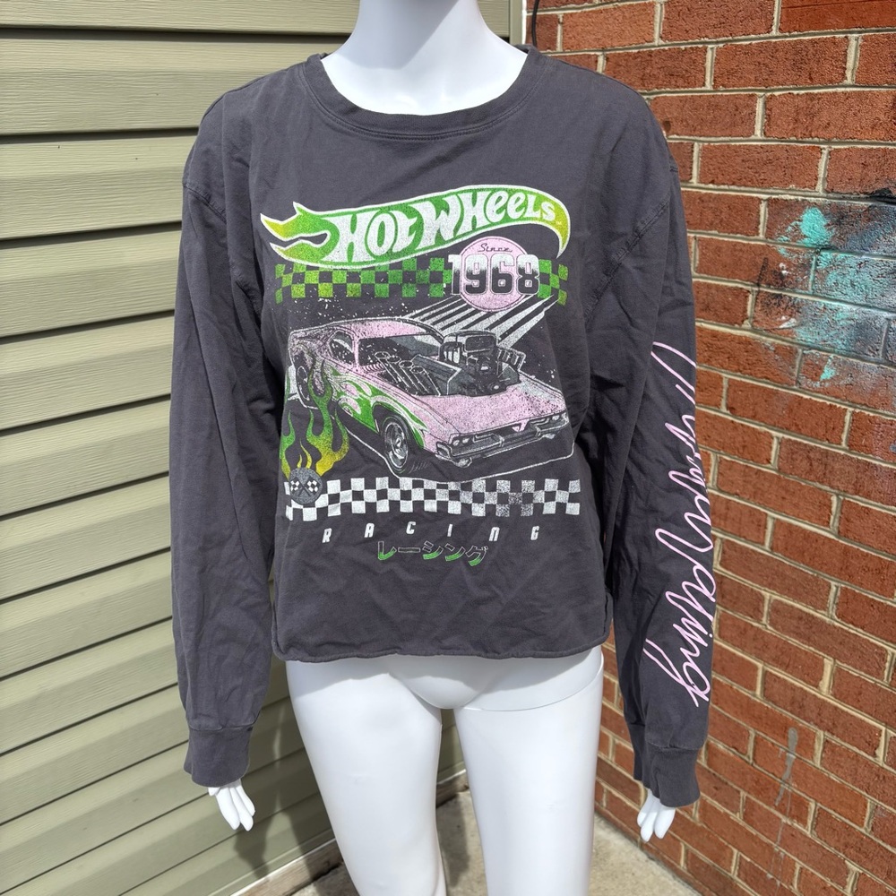 HOT WHEELS GRAY GRAPHIC PRINT LONG SLEEVE TOP SHIRT SIZE XXL